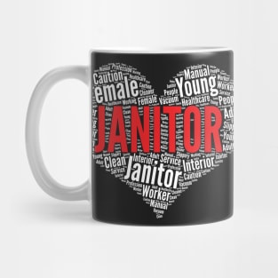 Janitor Heart Shape Word Cloud Design design Mug
